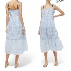 Gap Tiered MIDI Sundress Blue Sweetheart Neckline 3X Beach Cruise Event